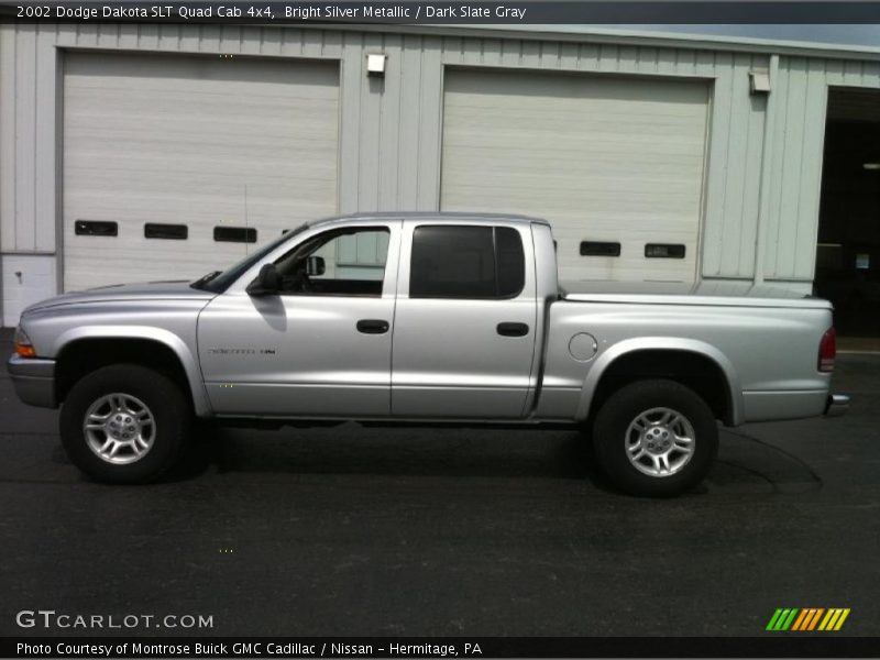 Bright Silver Metallic / Dark Slate Gray 2002 Dodge Dakota SLT Quad Cab 4x4