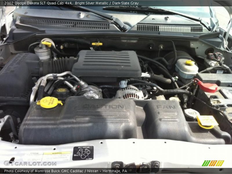 Bright Silver Metallic / Dark Slate Gray 2002 Dodge Dakota SLT Quad Cab 4x4