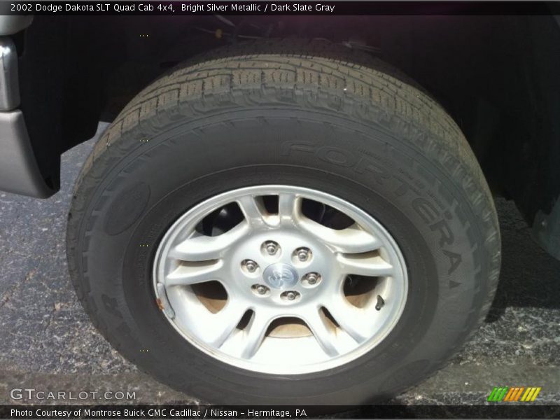 Bright Silver Metallic / Dark Slate Gray 2002 Dodge Dakota SLT Quad Cab 4x4
