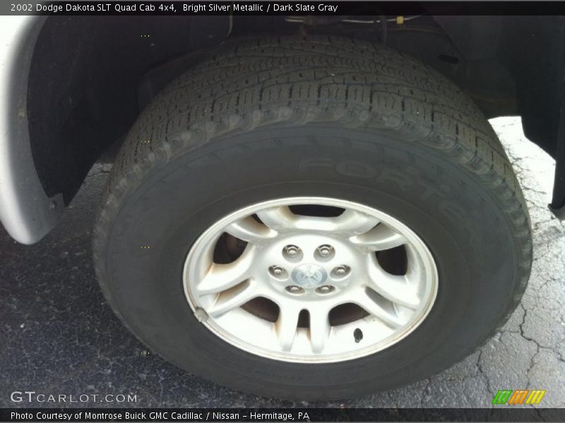 Bright Silver Metallic / Dark Slate Gray 2002 Dodge Dakota SLT Quad Cab 4x4