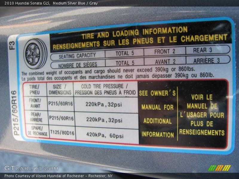 Medium Silver Blue / Gray 2010 Hyundai Sonata GLS