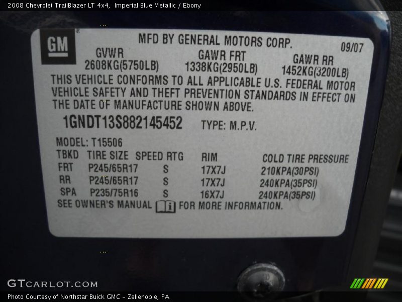 Imperial Blue Metallic / Ebony 2008 Chevrolet TrailBlazer LT 4x4