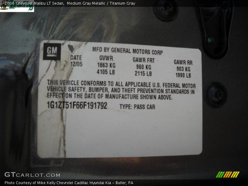 Medium Gray Metallic / Titanium Gray 2006 Chevrolet Malibu LT Sedan