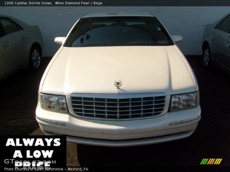 White Diamond Pearl / Beige 1998 Cadillac DeVille Sedan