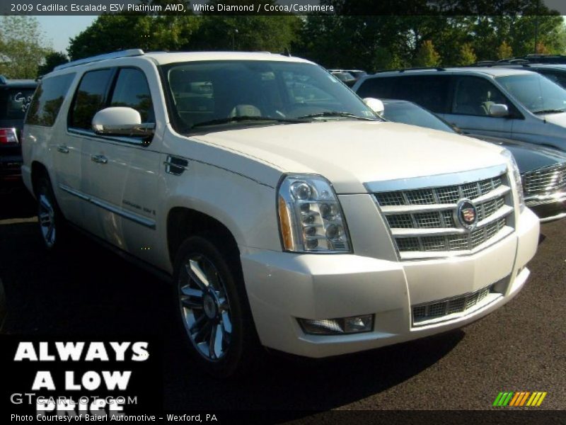 White Diamond / Cocoa/Cashmere 2009 Cadillac Escalade ESV Platinum AWD