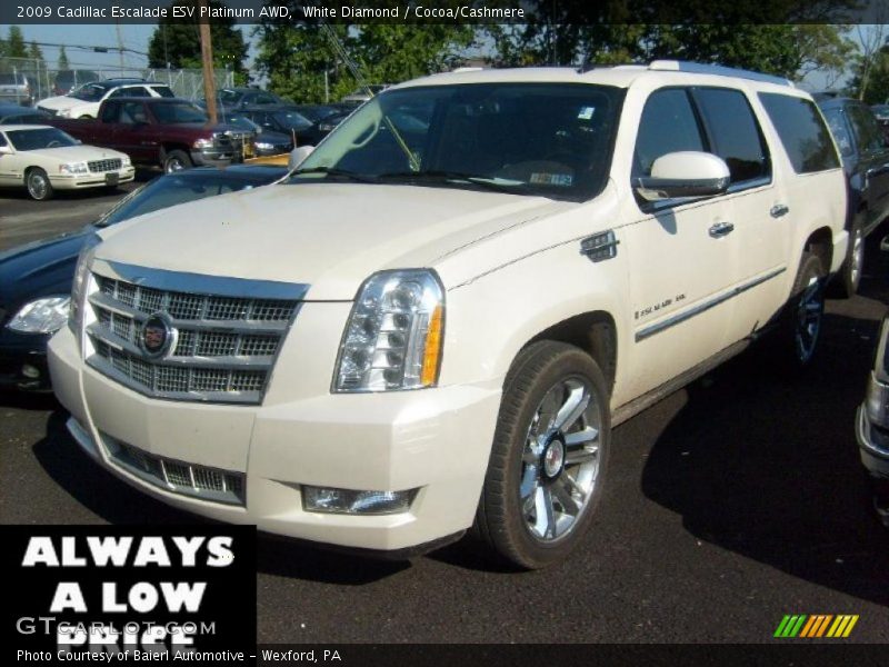 White Diamond / Cocoa/Cashmere 2009 Cadillac Escalade ESV Platinum AWD