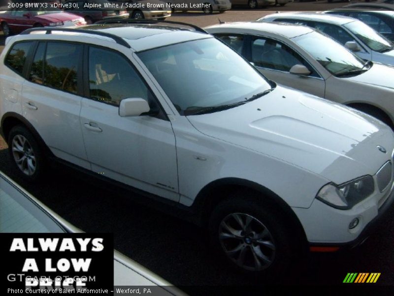 Alpine White / Saddle Brown Nevada Leather 2009 BMW X3 xDrive30i