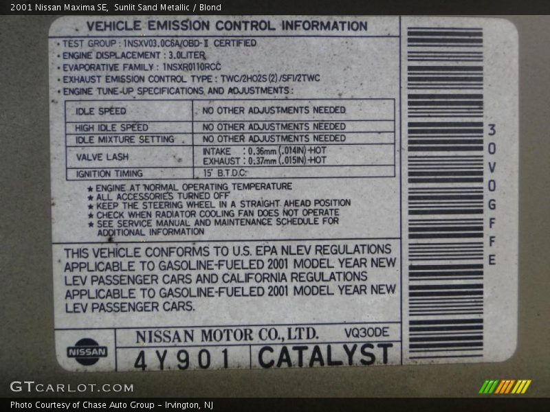 Sunlit Sand Metallic / Blond 2001 Nissan Maxima SE