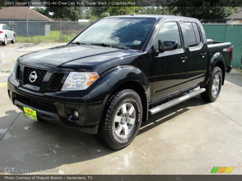 Super Black / Graphite/Red 2009 Nissan Frontier PRO-4X Crew Cab 4x4