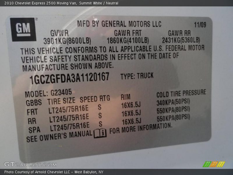 Summit White / Neutral 2010 Chevrolet Express 2500 Moving Van