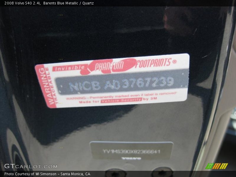 Barents Blue Metallic / Quartz 2008 Volvo S40 2.4i