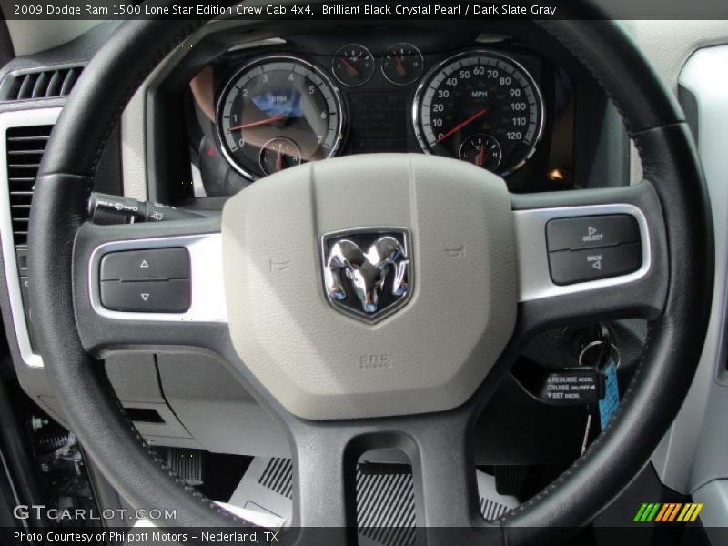 Brilliant Black Crystal Pearl / Dark Slate Gray 2009 Dodge Ram 1500 Lone Star Edition Crew Cab 4x4