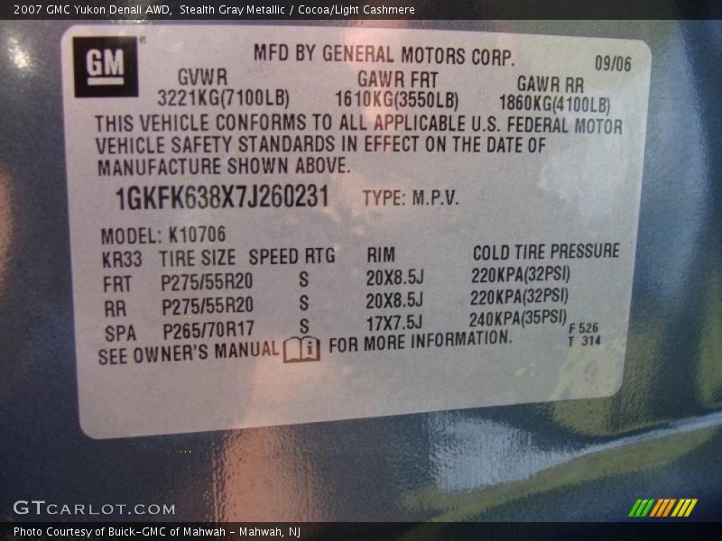 Stealth Gray Metallic / Cocoa/Light Cashmere 2007 GMC Yukon Denali AWD