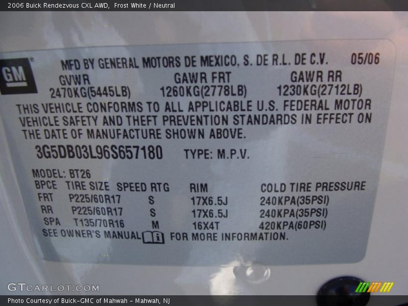 Frost White / Neutral 2006 Buick Rendezvous CXL AWD