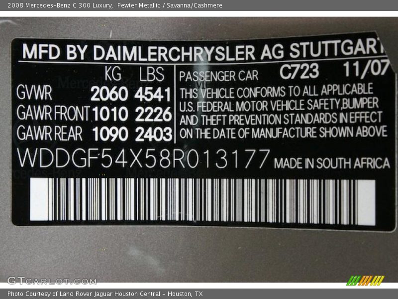 Pewter Metallic / Savanna/Cashmere 2008 Mercedes-Benz C 300 Luxury