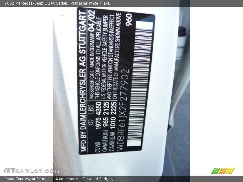 Alabaster White / Java 2002 Mercedes-Benz C 240 Sedan
