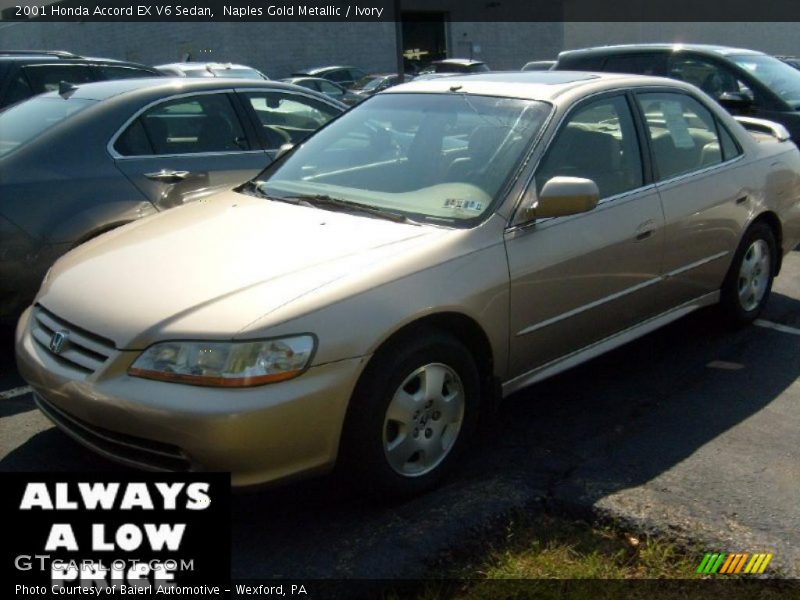 Naples Gold Metallic / Ivory 2001 Honda Accord EX V6 Sedan