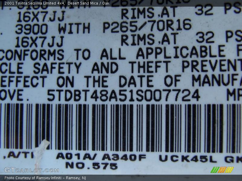 Desert Sand Mica / Oak 2001 Toyota Sequoia Limited 4x4