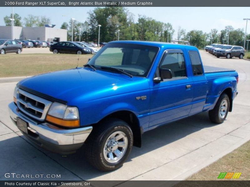 Bright Atlantic Blue Metallic / Medium Graphite 2000 Ford Ranger XLT SuperCab