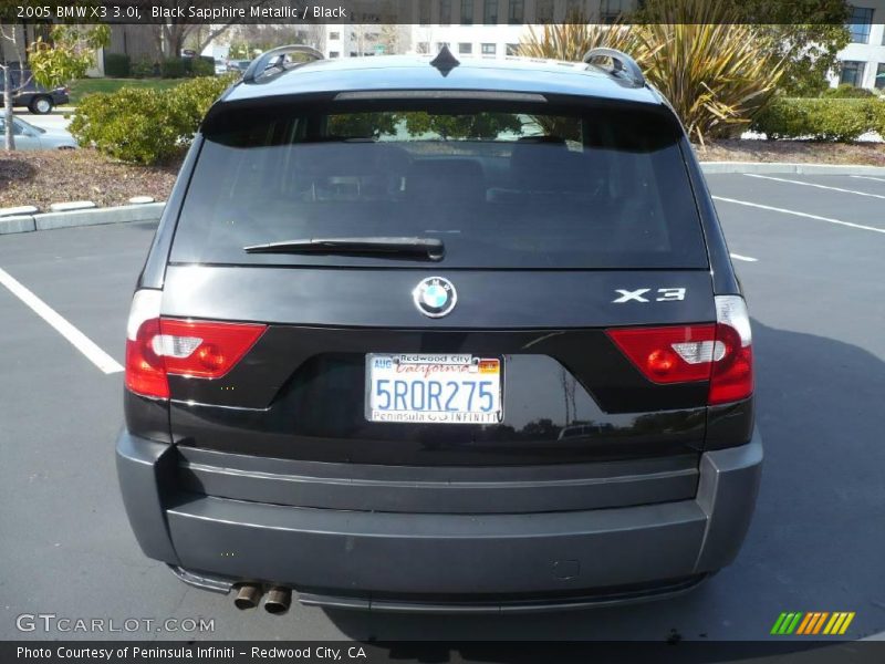 Black Sapphire Metallic / Black 2005 BMW X3 3.0i