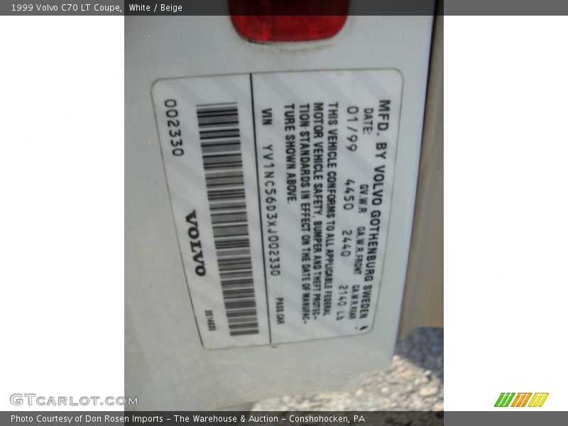 White / Beige 1999 Volvo C70 LT Coupe