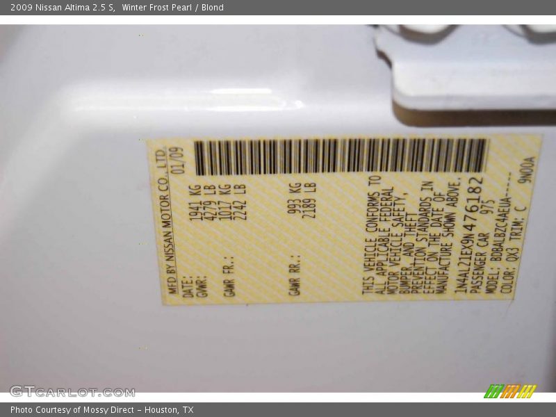 Winter Frost Pearl / Blond 2009 Nissan Altima 2.5 S