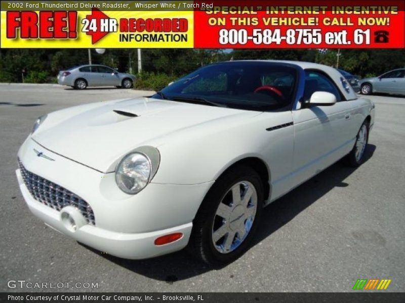 Whisper White / Torch Red 2002 Ford Thunderbird Deluxe Roadster