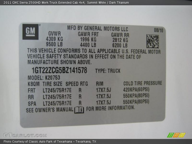 Summit White / Dark Titanium 2011 GMC Sierra 2500HD Work Truck Extended Cab 4x4