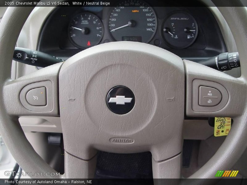 White / Neutral Beige 2005 Chevrolet Malibu LS V6 Sedan