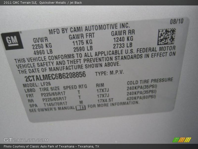 Quicksilver Metallic / Jet Black 2011 GMC Terrain SLE