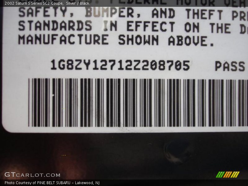 Silver / Black 2002 Saturn S Series SC2 Coupe