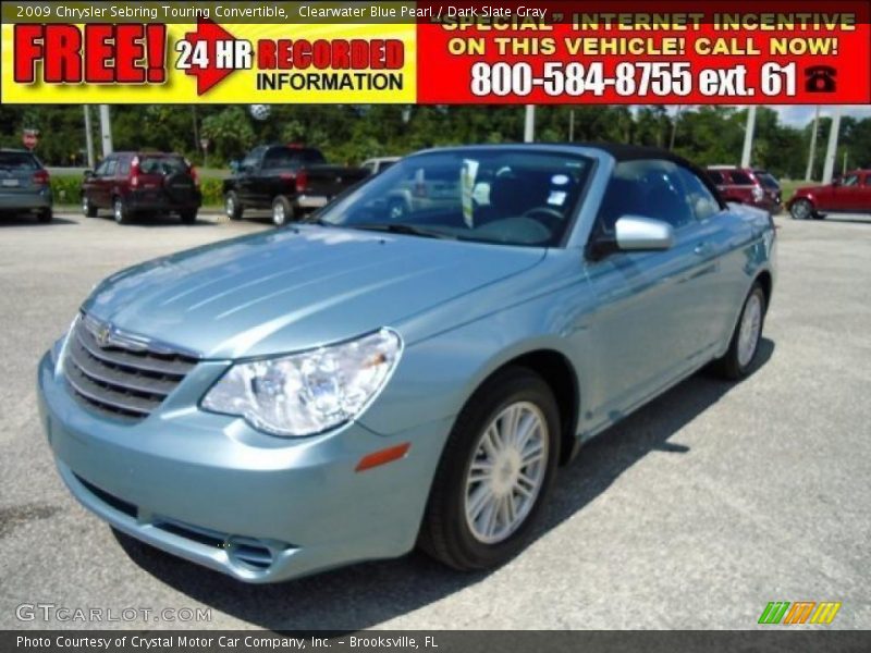 Clearwater Blue Pearl / Dark Slate Gray 2009 Chrysler Sebring Touring Convertible