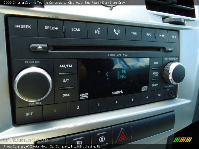 Clearwater Blue Pearl / Dark Slate Gray 2009 Chrysler Sebring Touring Convertible