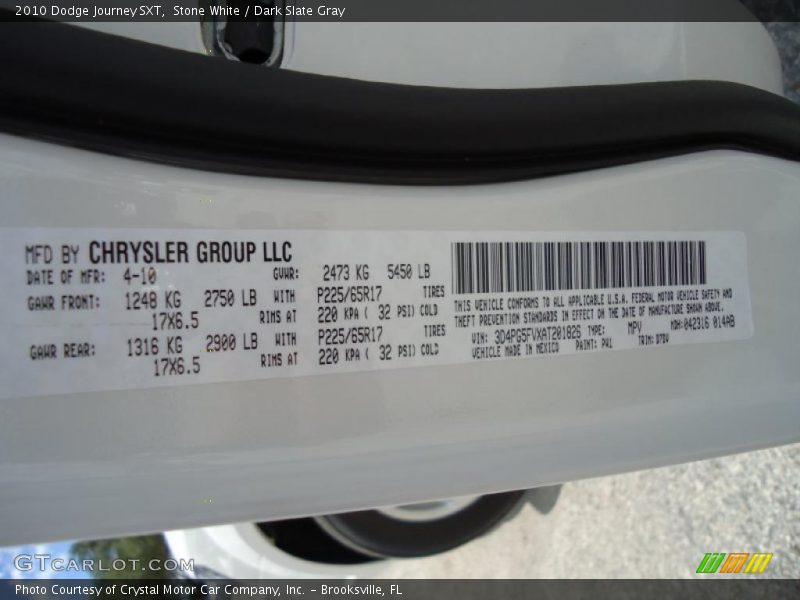 Stone White / Dark Slate Gray 2010 Dodge Journey SXT
