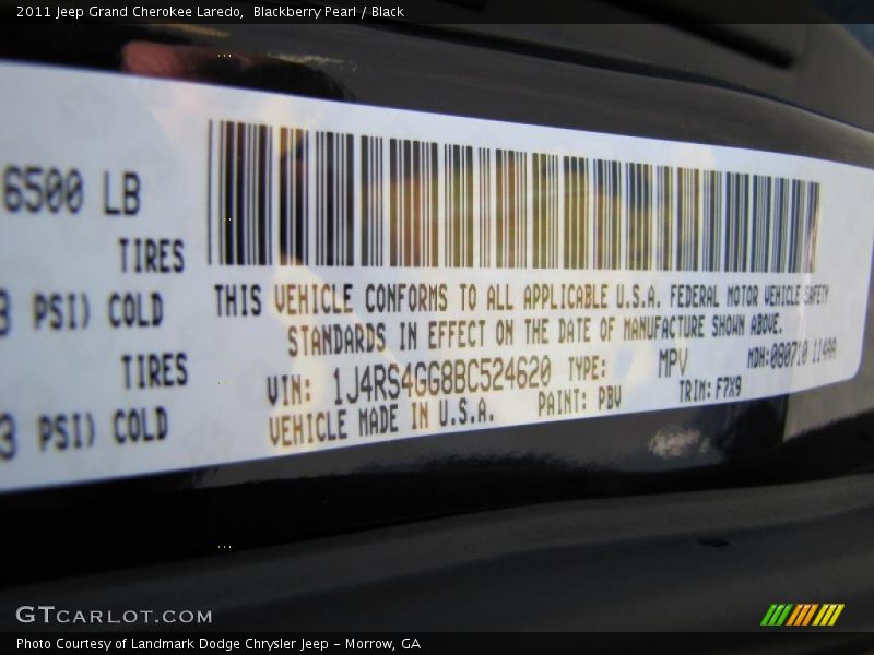Blackberry Pearl / Black 2011 Jeep Grand Cherokee Laredo