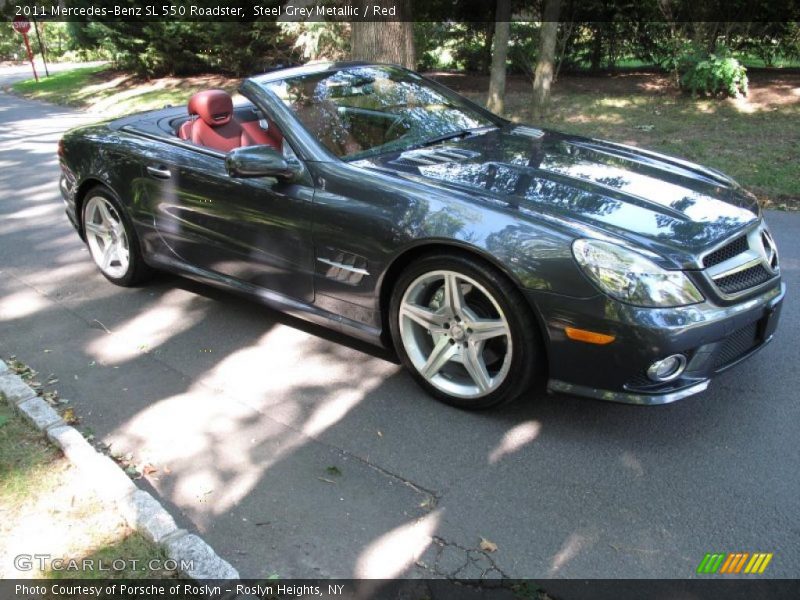 Steel Grey Metallic / Red 2011 Mercedes-Benz SL 550 Roadster