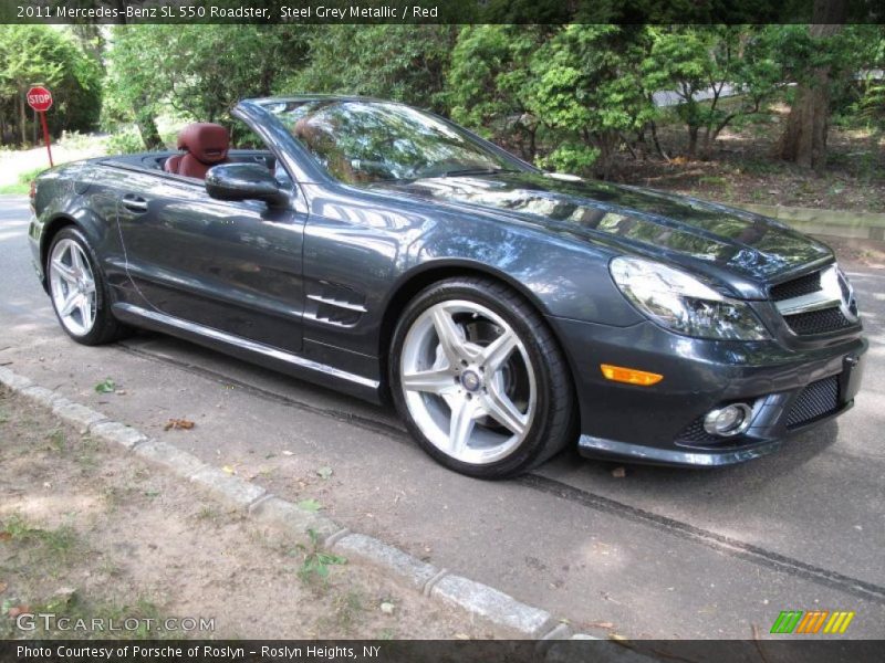 Steel Grey Metallic / Red 2011 Mercedes-Benz SL 550 Roadster
