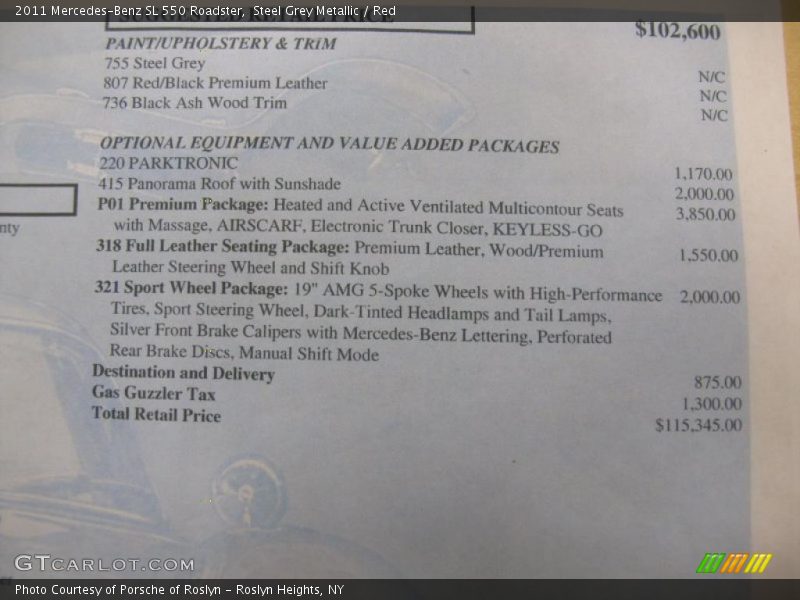 Steel Grey Metallic / Red 2011 Mercedes-Benz SL 550 Roadster