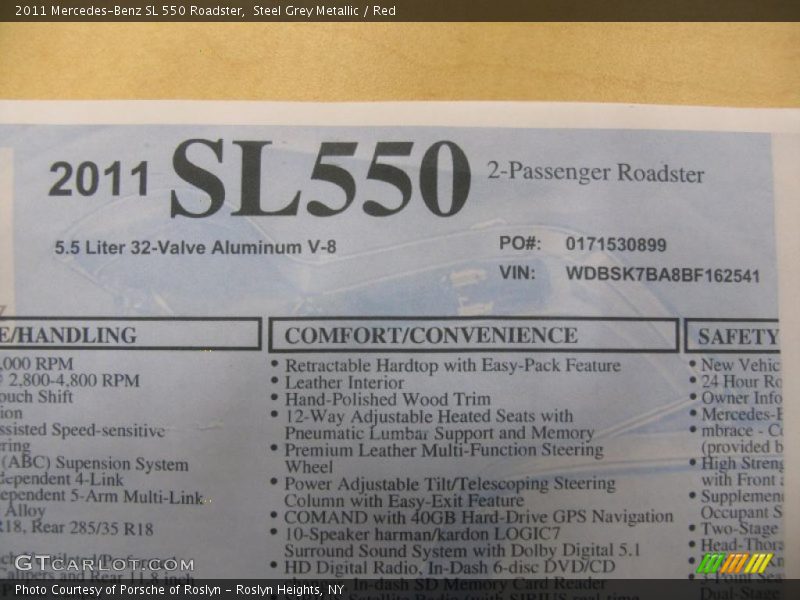 Steel Grey Metallic / Red 2011 Mercedes-Benz SL 550 Roadster