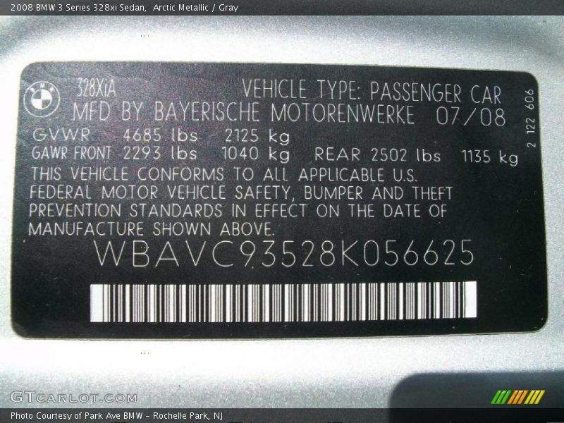Arctic Metallic / Gray 2008 BMW 3 Series 328xi Sedan