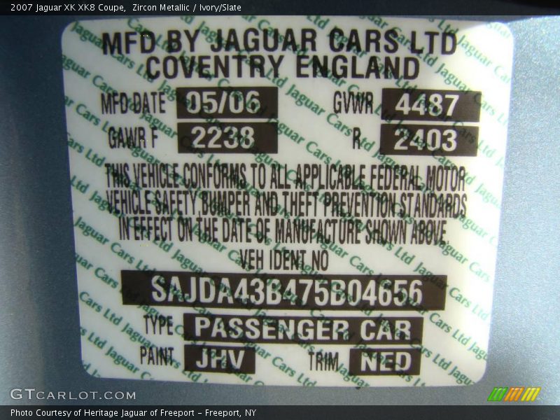 Zircon Metallic / Ivory/Slate 2007 Jaguar XK XK8 Coupe
