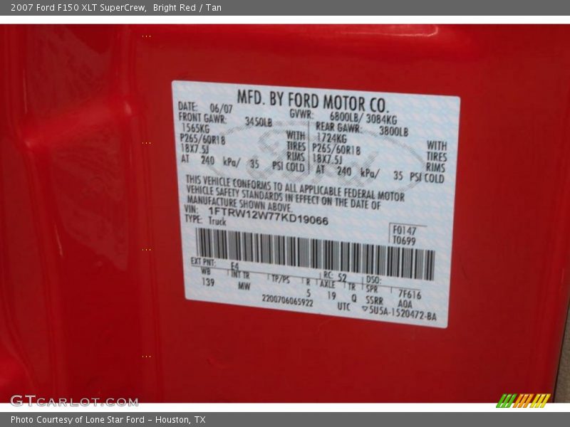 Bright Red / Tan 2007 Ford F150 XLT SuperCrew