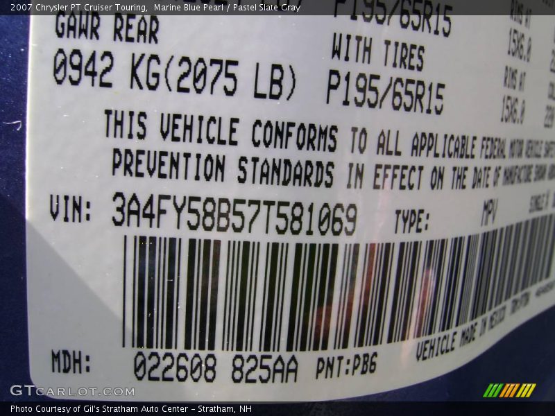 Marine Blue Pearl / Pastel Slate Gray 2007 Chrysler PT Cruiser Touring