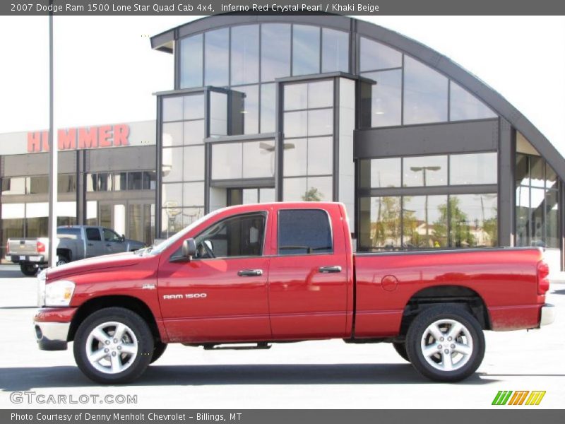 Inferno Red Crystal Pearl / Khaki Beige 2007 Dodge Ram 1500 Lone Star Quad Cab 4x4