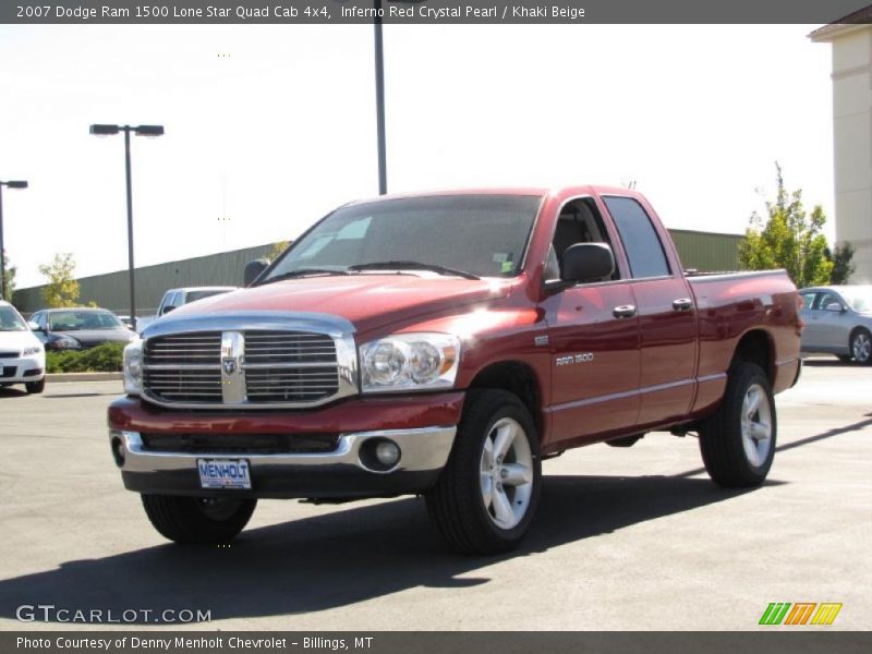 Inferno Red Crystal Pearl / Khaki Beige 2007 Dodge Ram 1500 Lone Star Quad Cab 4x4