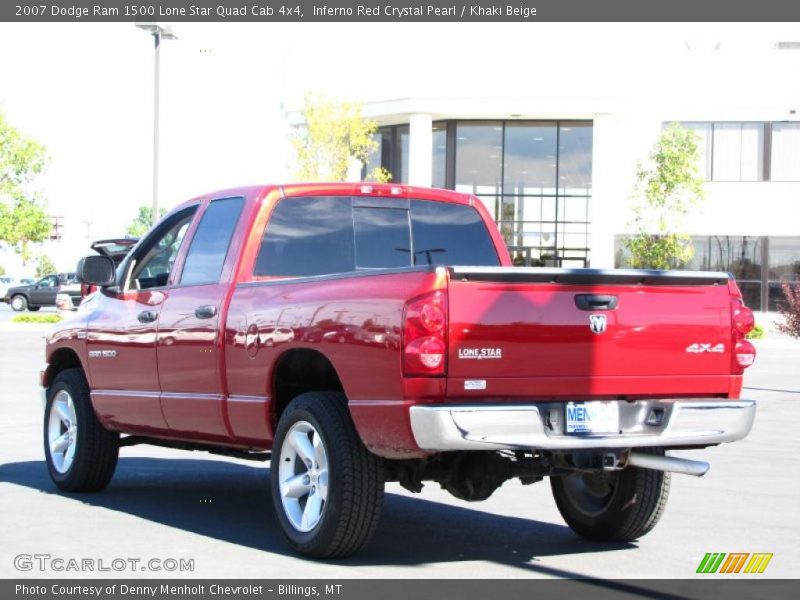 Inferno Red Crystal Pearl / Khaki Beige 2007 Dodge Ram 1500 Lone Star Quad Cab 4x4