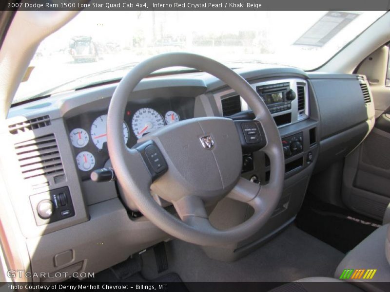 Inferno Red Crystal Pearl / Khaki Beige 2007 Dodge Ram 1500 Lone Star Quad Cab 4x4