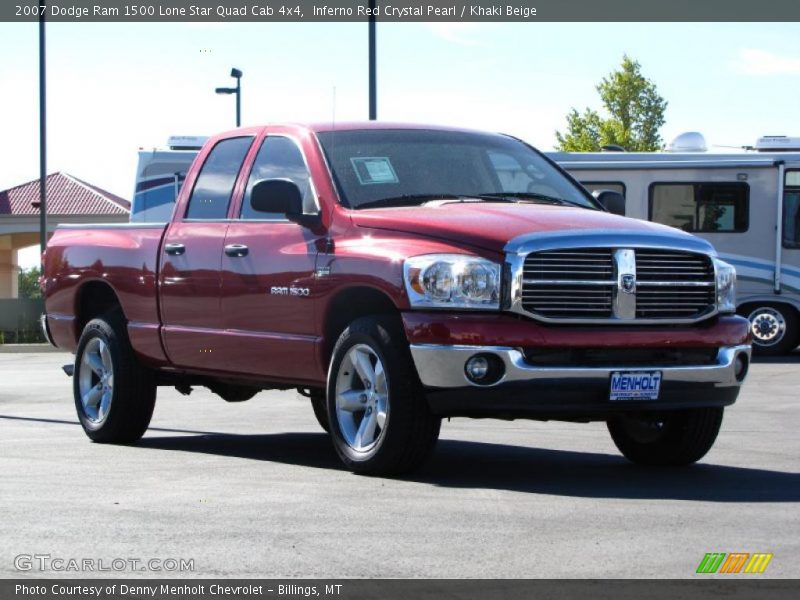 Inferno Red Crystal Pearl / Khaki Beige 2007 Dodge Ram 1500 Lone Star Quad Cab 4x4