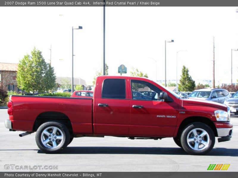 Inferno Red Crystal Pearl / Khaki Beige 2007 Dodge Ram 1500 Lone Star Quad Cab 4x4