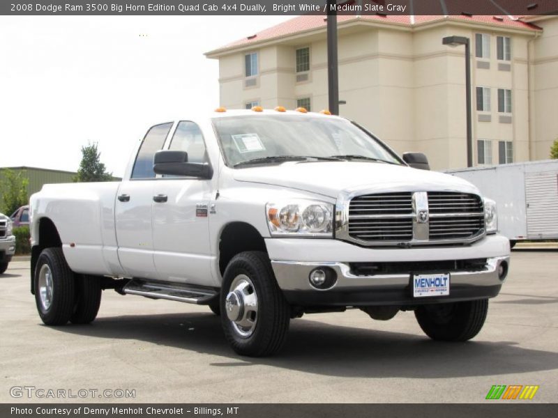 Bright White / Medium Slate Gray 2008 Dodge Ram 3500 Big Horn Edition Quad Cab 4x4 Dually